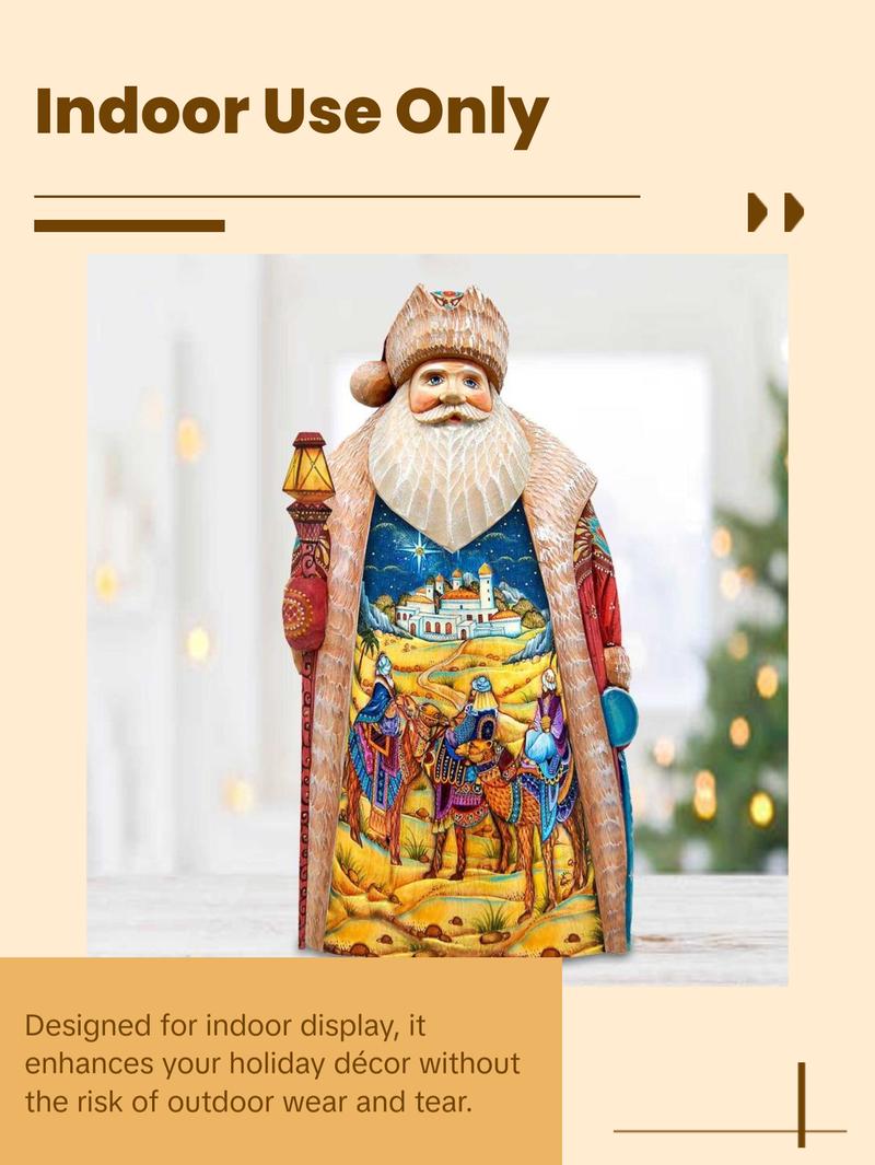 Three Kings Santa Hand-Painted WOODCARVED Masterpiece by G. DeBrekht - Nativity Holiday Decor - 210223SE