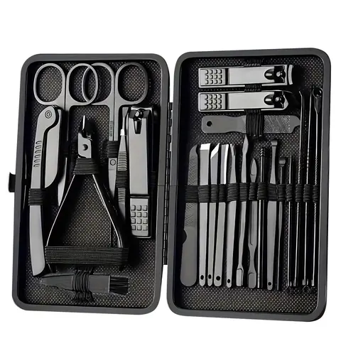 Professional Nail Clipper Set with Storage Case, 8/15/24 Pieces Portable Manicure & Pedicure Tool Set, Nail Clippers and Nail Trimmer, Nail Cutter Kit Wallet, Nail Care Tool for Home & Travel, Body Care Nail Supplies, Birthday Gift, Nail Tools