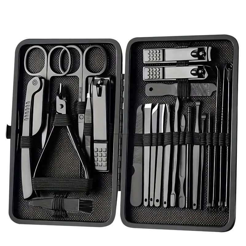 Professional Nail Clipper Set with Storage Case, 8/15/24 Pieces Portable Manicure & Pedicure Tool Set, Nail Clippers and Nail Trimmer, Nail Cutter Kit Wallet, Nail Care Tool for Home & Travel, Body Care Nail Supplies, Birthday Gift, Nail Tools