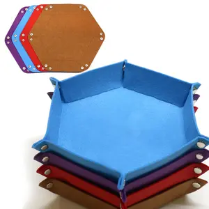 Felt Dice Tray, 1 Count Foldable Dice Trays, Hexagon Dice Rolling Tray, Felt Dice Holder for Dice Games, Table Games, Game Accessories, Polyhedral Dice