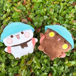 Bubu Dudu Yier Plush - Adorable Brown Bear & White Panda Stuffed Toys Wearing book bags for Kids