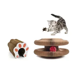 Magic Organ Cat Scratching Board, 1 Count Interactive Scratch Pad with Ball, Cat Scratcher for Grinding Claw, Furniture Protector, Retractable Kitten Toy