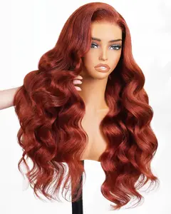 180 Density Reddish Brown Lace Front Wigs 13x4 Lace Human Hair Pre Plucked Body Wave Wig 13x6 Transparent Lace Frontal Wigs 33# Colored Human Hair Wig For Women