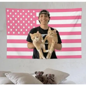 hamzah tapestry 3x5ft Funny Pink flag Poster Tapestry for College Dorm Decor, Outdoor Party, Patio Yard,Light Print Decoration Cotton Decorative Linen