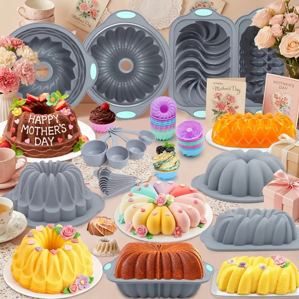 45/21 Pieces,Silicone Baking Set with Cake Molds, Silicone Molds for ...