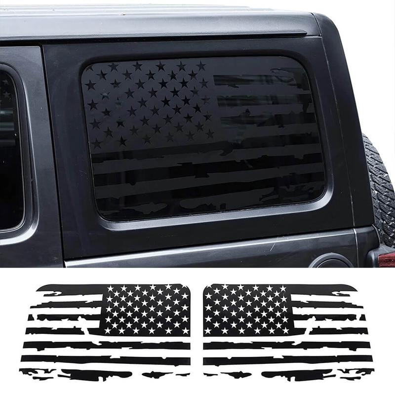 For 2018+ Jeep Wrangler JLU 4 Door Rear Window Decals Vinyl American Flag Stickers Vinyl Car Accessories Vehicle Exterior Decoration