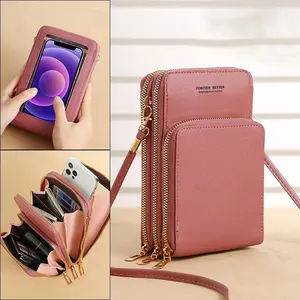 Mini wallet, vertical single-shoulder crossbody bag, mobile phone bag, large capacity small square bag