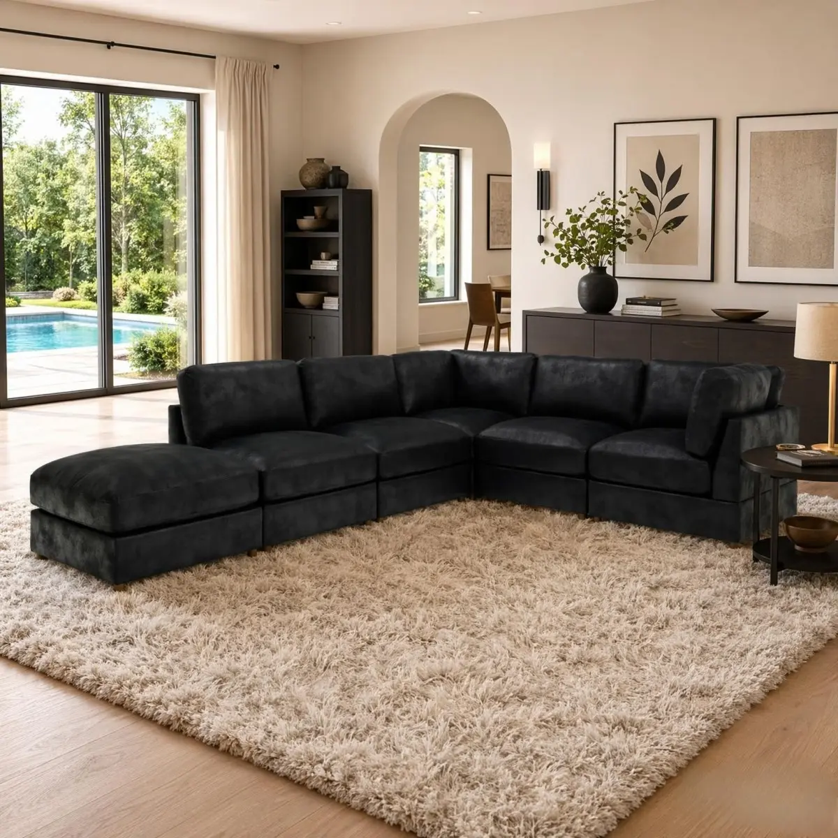 Aobtkel 131.5" Oversized Modular Sectional Sofa, Corduroy Upholstered Couch with Custom Configuration, Flexible U-Shaped or L-Shaped Layout, Medium-Firm Cushions and Easy Assembly for Living Room, Family Room and Large Spaces