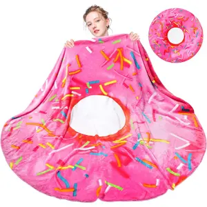 Tortilla Blanket, Double Sided Giant  Blanket Round Funny Throw Wrap (Pink Donut, 71 Inch)