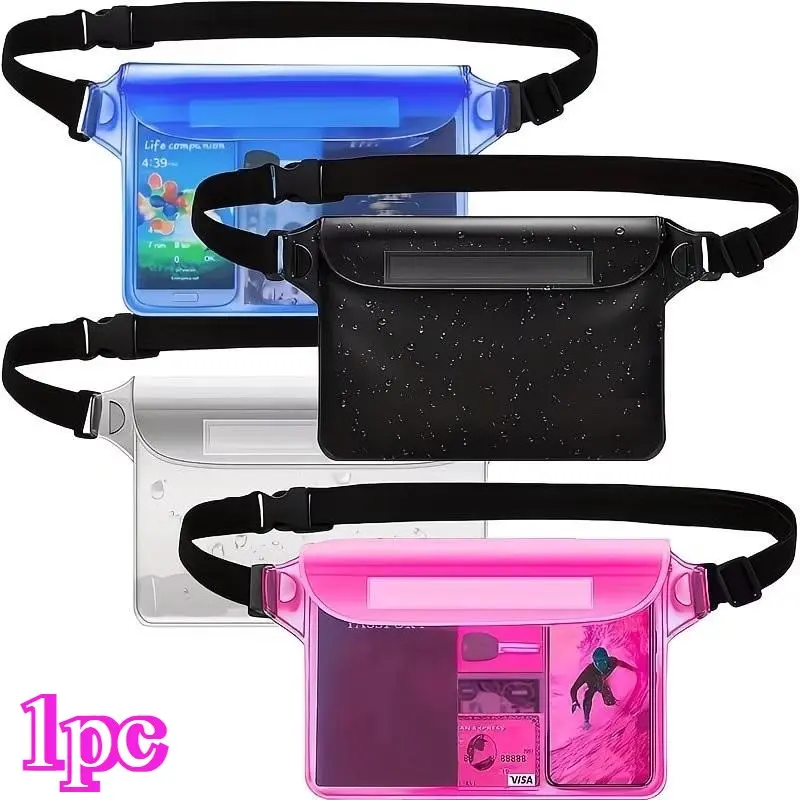 Waterproof Transparent Design Waist Pack, PVC Material, Ideal for Swimming, Kayaking, Skiing, Beach, Outdoor Camping, Travel Accessories, Travel Essentials, Versatile Use, Waterproof Waist Bag, Waterproof Fanny Packs, Waterproof Belt Bag