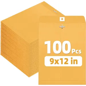 9x12 Clasp Envelopes 100 Count  9x12 Inch Brown Kraft Envelopes with Clasp Closure – for, Office, Business, Legal or School, Great for Filing, Storing or Mailing Documents