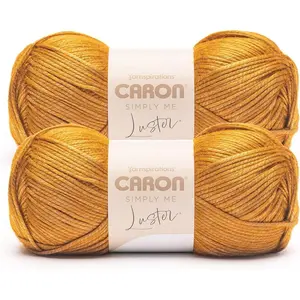 Simply Me Luster Golden Yarn - 2 Pack of 170g/6oz - 65% Nylon, 35% Acrylic - #4 Worsted (Medium) - 360 Yards - Knitting/Crochet