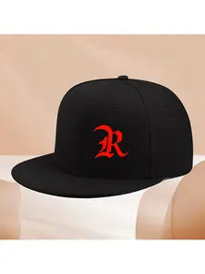 A Flat-Brimmed Hip-Hop Cap with an Interesting R Letter Design, Adjustable Vintage Style Outdoor Street Sports Hat Suitable for Both Men And Women