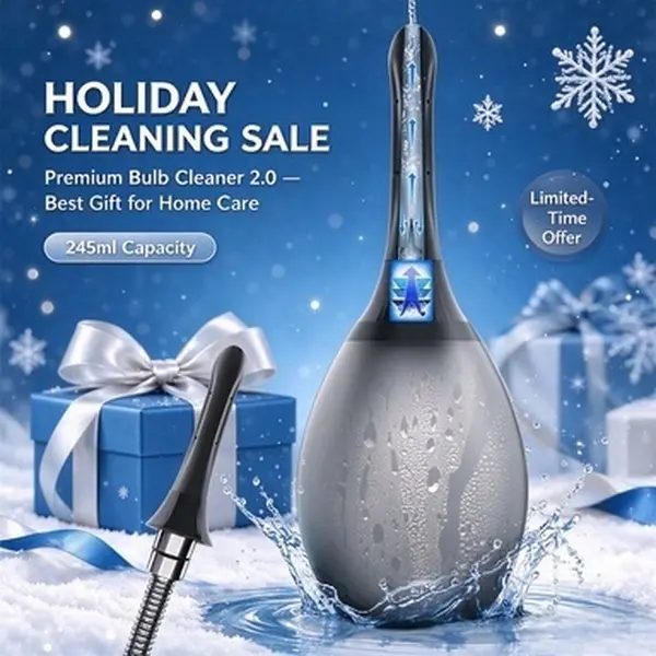 Safe Gentle Men Anal Cleansing Douche, 7-Hole Nozzle with Anti-Backflow Valve, Easy to Use