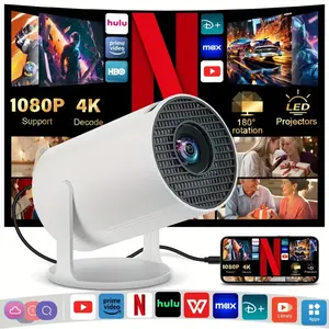 Portable Projector HY300 Pro, Android 11 Dual Wifi、 Allwinner H713 Bluetooth 1080P 1280*720P Projector, Multifunctional Projector for Home Cinema, Outdoor, Home Essentials