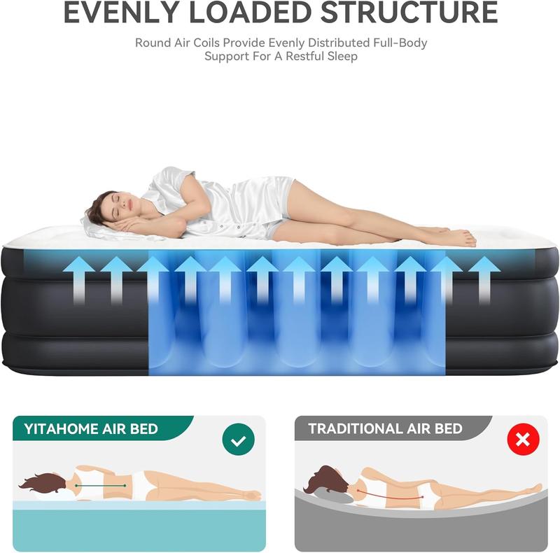YITAHOME Twin/Twin XL Air Mattress Elevated Inflatable Mattress Blow Up Mattress for Camping, Home, & Portable Travel