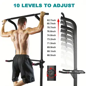 2024 Power Tower Workout Dip Station Pull Up Bar, Height Adjustable Multi-Function Dip Stand for Home Gym Strength Training Fitness Equipment