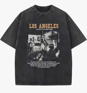 Acid Wash Los Angeles Vintage Graphic T Shirt Baggy Oversized Cotton Streetwear Casual Tops For Men Women Daily Street Wear