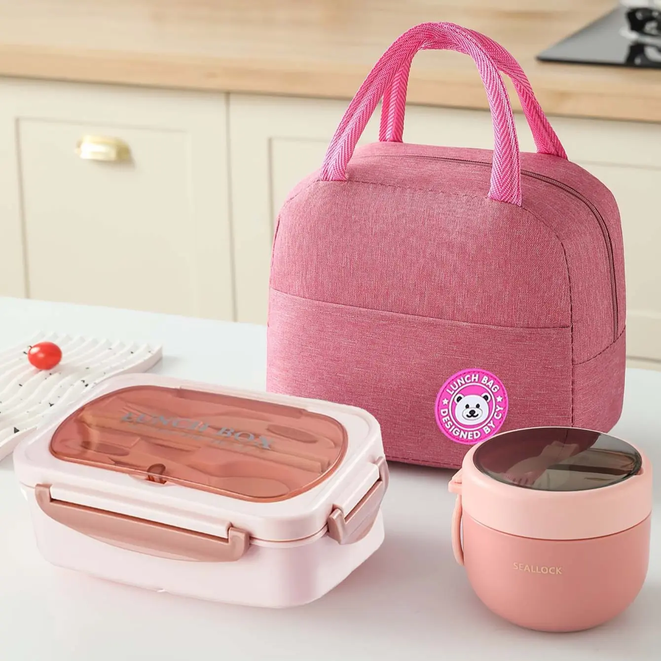 one set Adult Container Set, Multi-Color Lidded Food Storage Containers, Food Prep Containers, Bento Lunch Box, Lunch Box With Containers, Insulated Lunch Bag, Insulated Portable Bento, Ideal for Picnics, Camping, Office, School, Travel, Bento Boxes