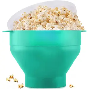 Microwaveable Silicone Popcorn Popper Collapsible Microwave Popcorn Maker Bowl, No Oil Required Use In Microwave Dishwasher Safe