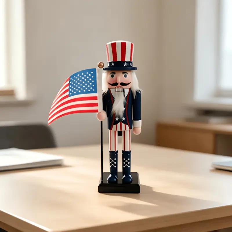 Handcrafted Wooden Nutcracker Figurine - American Gentleman Design, Festive Home Decoration for Independence Day Ornament