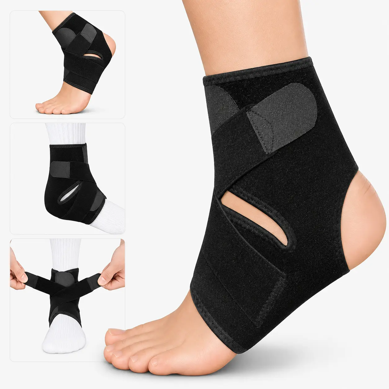 Adjustable Ankle Brace Breathable & Comfortable Elastic Ankle Support Sleeve Running Basketball Volleyball Foot Tendon Support
