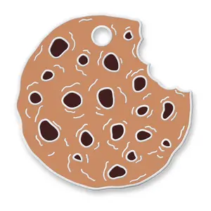 Cookie Tag - Cool Pet ID Tag with Free Engraving, 30mm x 30mm, Zinc Alloy Finish, Steel Ring Included, Stylish and Durable for Pet Owners.