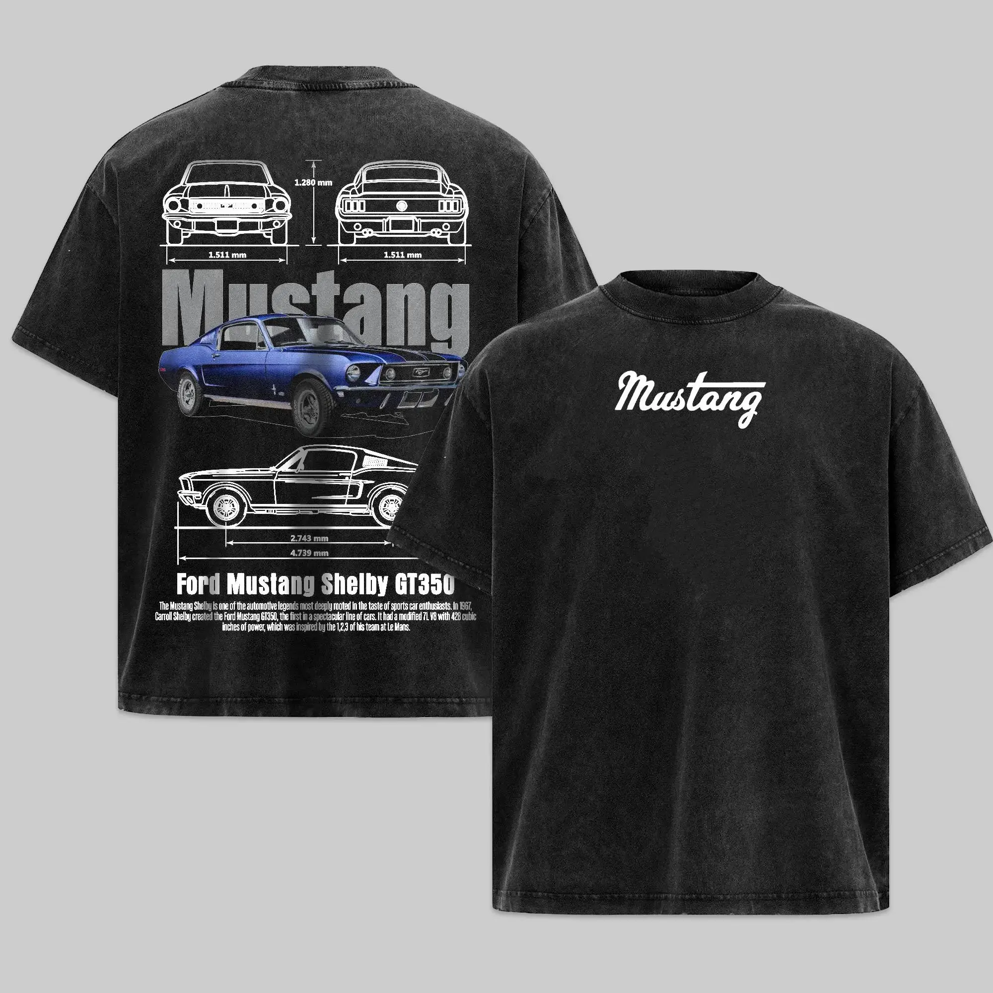 Men's Vintage Mustang Super Car Graphic T-Shirt - Unisex Classic Cotton Short-Sleeve, Aesthetic Baggy Casual Racing Streetwear Top