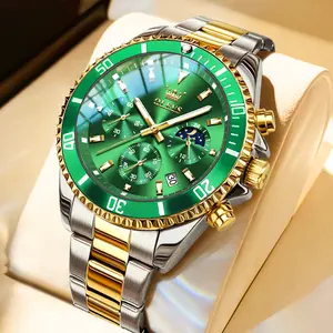 OLEVS Men's Waterproof Watches Stainless Steel Waterproof Chronograph Wrist Watches Luxury Dress White Luminous Big Face Analog Quartz Male Watches