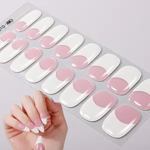 16 tips Gel Nail Full Wraps, French-style White Nail Strips, French Manicure Design, French Tip Nails, Long-Lasting Self-Adhesive Short Full Nail Stickers, One Time Use, for Women And Girls, No Requiring UV Curing, Easy to Apply Remove, Nail Charms