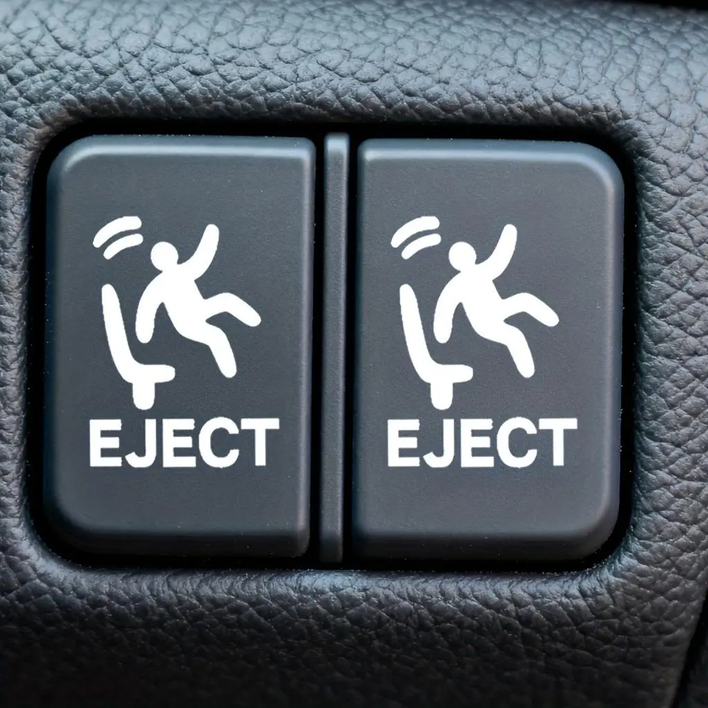 Eject Button Stickers for Empty Car Buttons, Humorous Car Accessories for Men, Video Game Decals for Vehicles 5pcs/Set, White
