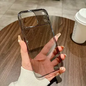 Transparent glitter case for iPhone 17 Pro Max, drop-proof, 14/15/16 Pro, minimalist ultra-thin hard protective case