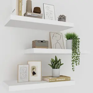 Three-Piece Floating Wall Rack Set, 30cm 40cm 50cm, Book Holder, Home Decor Storage Shelf, Modern Design, Wall-Mounted, 1-Layer