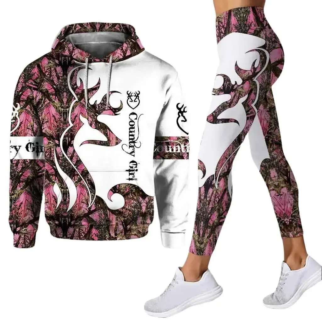 Country Girl Hoodie Leggings 3D For Women, Hunting Girl Hoodie Leggings, Hoodie Legging 3D For Women, Hoodie 3D Unisex