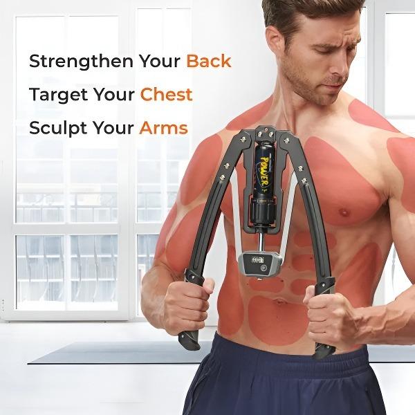 Hydraulic Power Twister | Adjustable Workout Equipment (22–440lb) for Tricep, Chest, Arm & Full Upper Body Strength | Smart Rep Counter & LIFETIME SUPPORT Resistance Hand Grip Exerciser