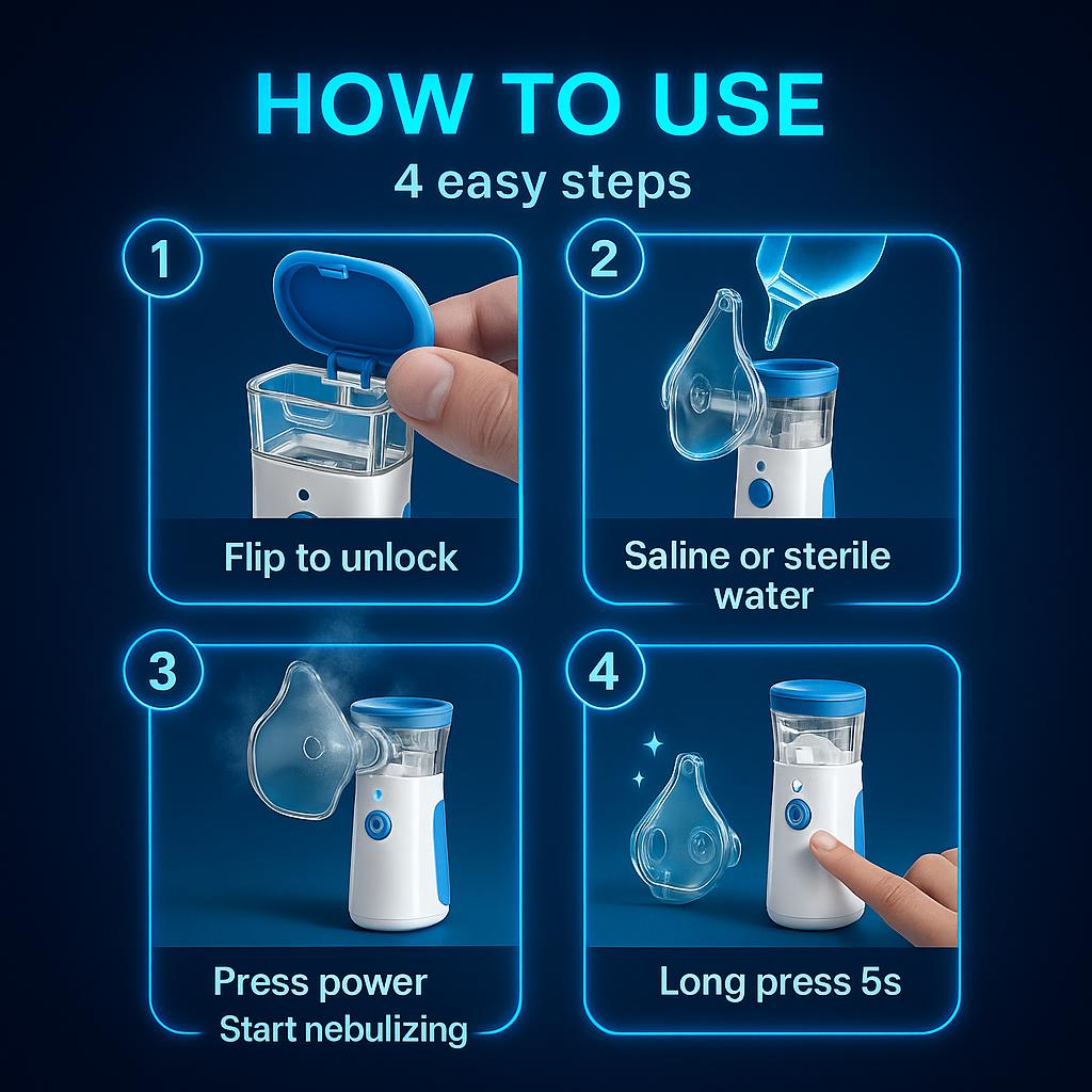 Portable Handheld Humidifier, Ultrasonic Cool Mist Mister with Accessories, USB-C Rechargeable, Quiet, Family-Friendly (Adults & Kids), Gift for Mum