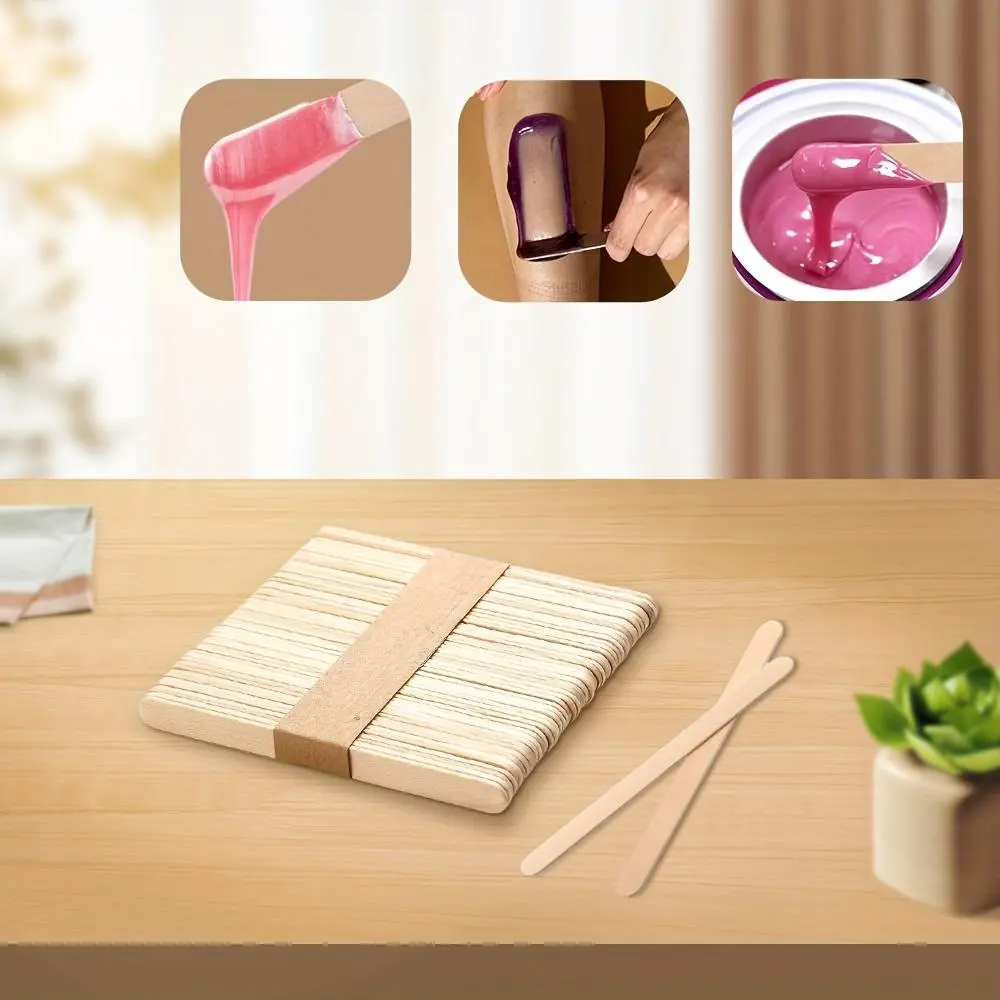 50pcs, 100pcs 114mm Wax Wooden Sticks, Waxing Applicator Tool for Hair Removal, Wooden Wax Scrapers for Body, Wax Tools