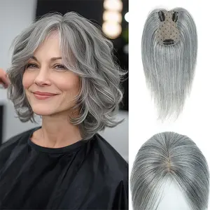 7cm*11cm Lace Base Silky Straight Human Hair Toppers  With Clips Machine-Remy Hair Toppers For Woman Natural Topper Włosy For Thin Hair One Piece Toppers