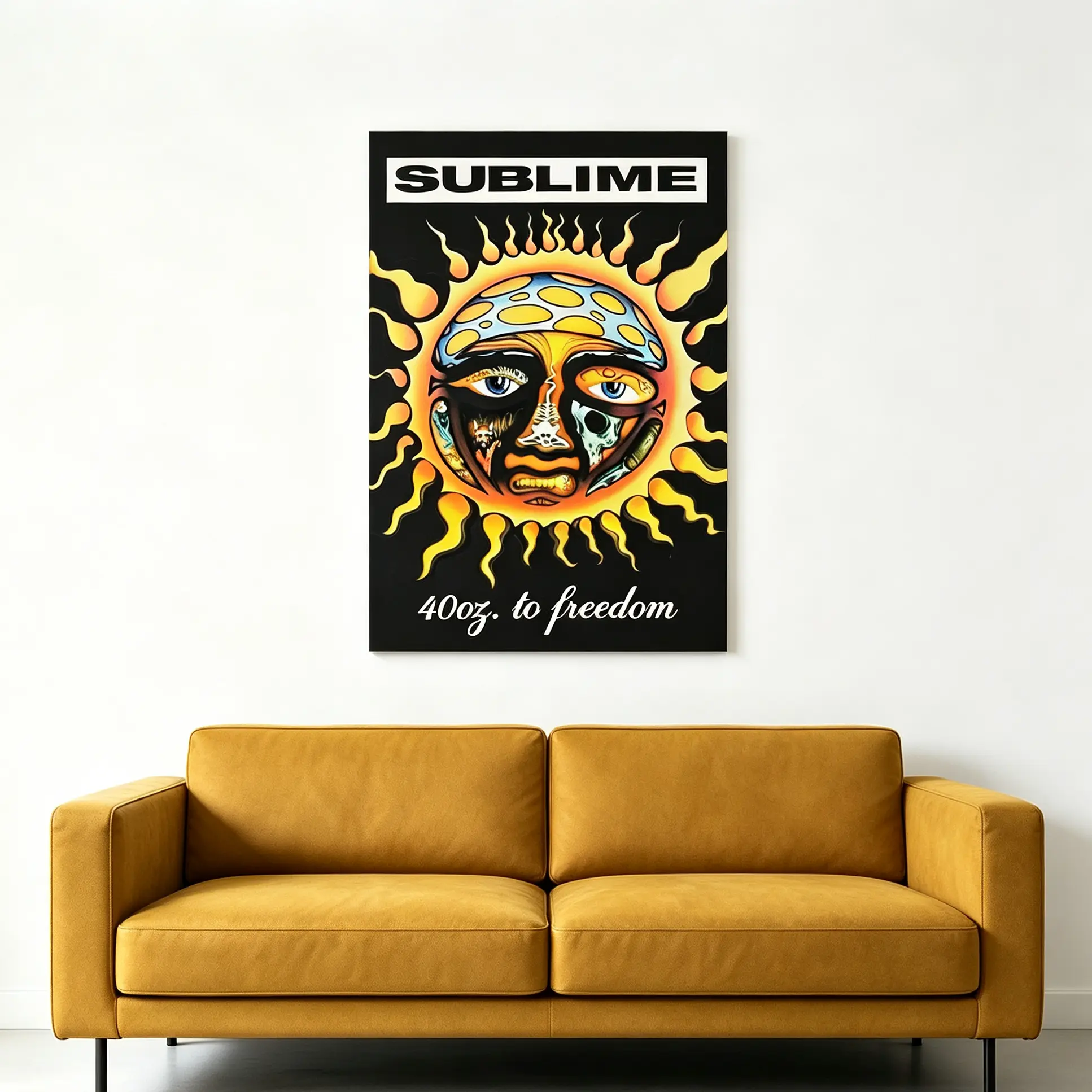 Sublime 40 Oz to Freedom Album Cover Poster, Vibrant Iconic Band Wall Art Print, Retro Music Decor for Bedroom Living Room Aesthetic Room Decoration