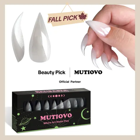 MUTIOVO Halloween Reusable Press on Nails Cat Claw Short Curved Stiletto - Black Ombre Pink Shade 3D Fake Nails with Built-in Apex, 16 Sizes, Jelly Adhesive Tabs & Nail File for Cosplay(No Liquid Glue)