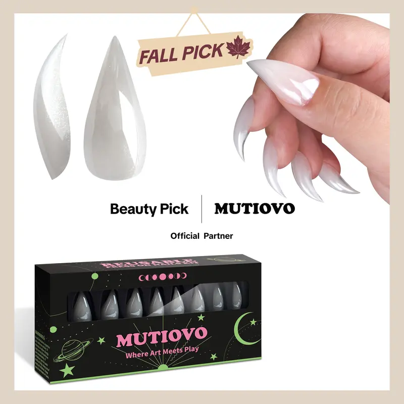 MUTIOVO Halloween Reusable Press on Nails Cat Claw Short Curved Stiletto - Black Ombre Pink Shade 3D Fake Nails with Built-in Apex, 16 Sizes, Jelly Adhesive Tabs & Nail File for Cosplay(No Liquid Glue)