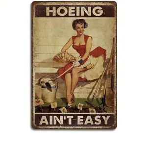 Vintage Garden Sign, Weeding Is Not Easy Gardening Quote Theme Vintage Metal Sign, Gardening Wall Art Sign, Garden Decoration Supplies