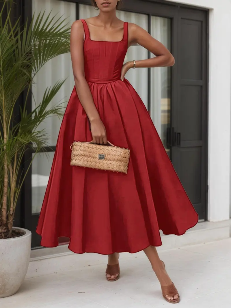 Square neck Midi dress - TikTok Shop Square neck Midi dress - TikTok Shop