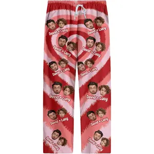 Custom Photo Pajamas – Matching Personalized Pajama Pants for Couples, Men & Women – Valentine’s Day Sleepwear T1