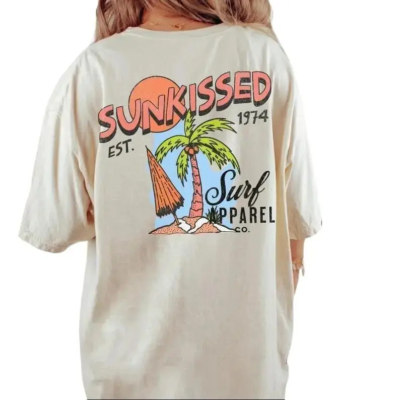 sunkissed beach shirt coconut girl clothes trendy summer tee surf tee graphic ts mermaidcore ocean insipred style surf top,cool gift for friends, street shirt, summer shirt Womenswear Underwear Streetwear Tshirt Comfort Crewneck Casual Round Neck