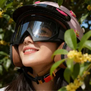 Vintage Style Half Helmet, Unisex Motorcycle Capsule Headgear, Four Seasons Safe Hat, Pure Color Versatile Design