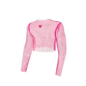 Malibu Michael rhinestone long sleeve crop top