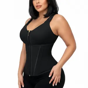 Women's Front Zipper Waist Cincher – Built-In Bra, Adjustable Straps, Steel-Boned Tummy Control Shaping Vest sport girdle