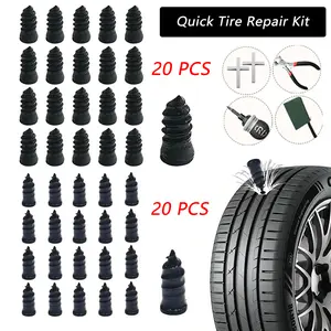 Fast Emergency Tire Repair Kit for Tubeless Tires – 40PCS Screw-In Plugs with Tools, No Tire Removal, 60-Second Self-Rescue, Natural Rubber Material, Easy for All Drivers