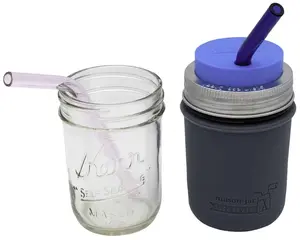 Short Bent Glass Straws for Half Pint Mason Jars